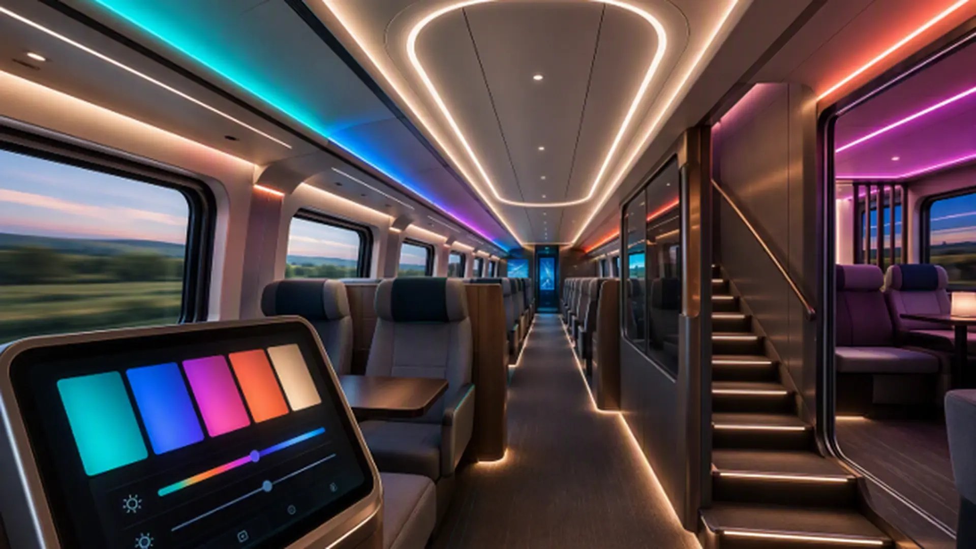 Panneau de commande des sièges du système d'éclairage sur rail